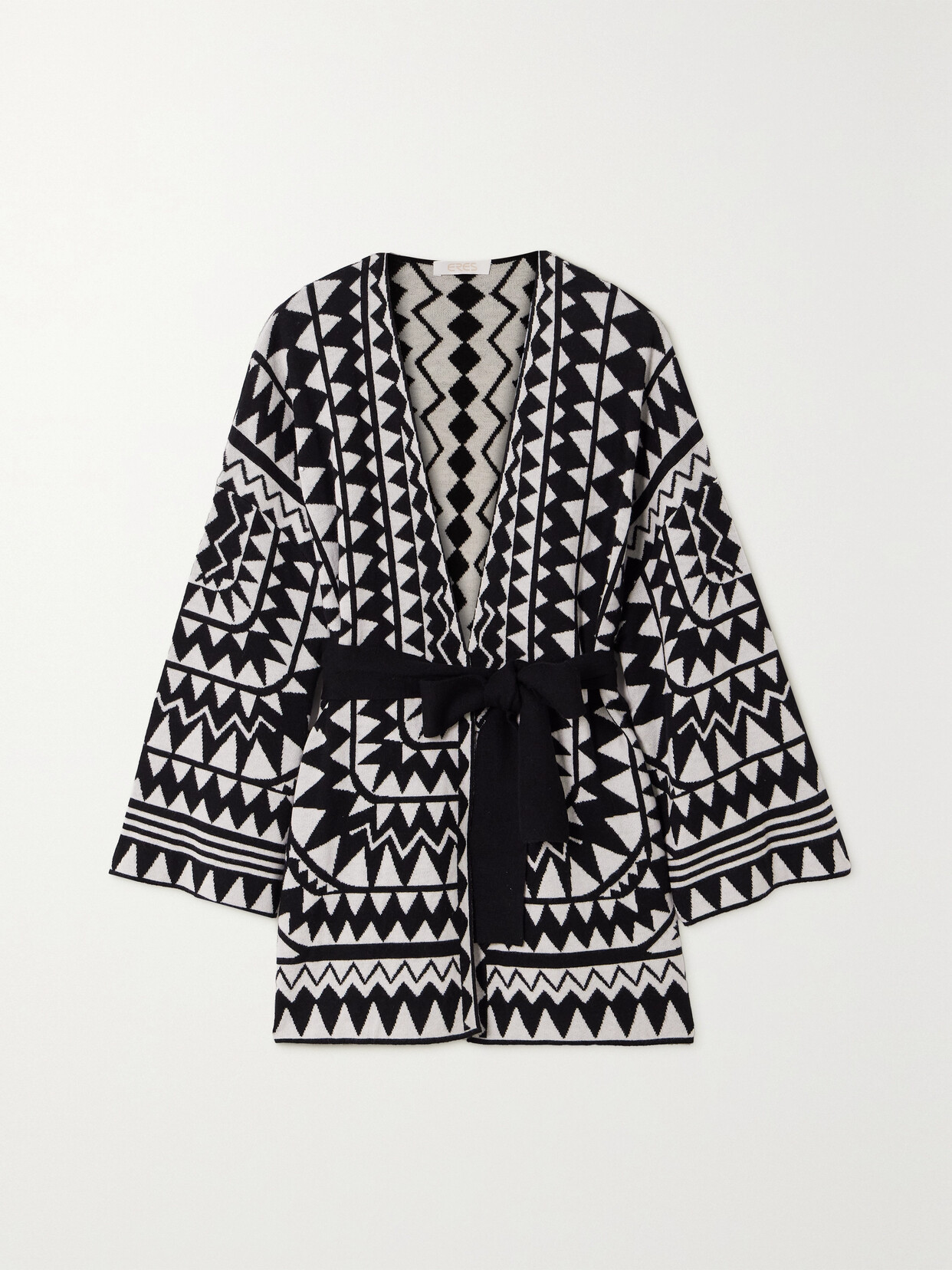 Eres Apache Geometric-jacquard Kimono In Black