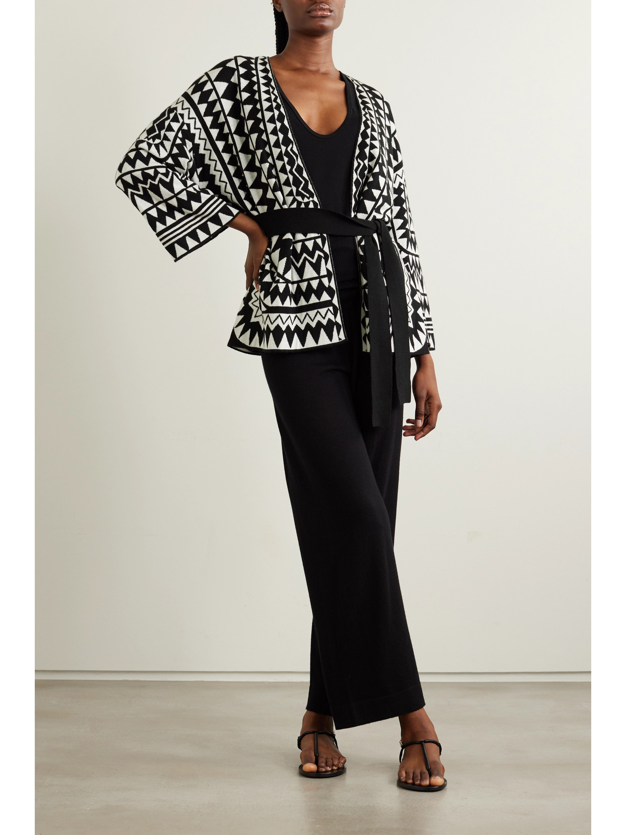 Shop Eres Tribu Constellation Jacquard-knit Wool And Cashmere-blend Cardigan In Black