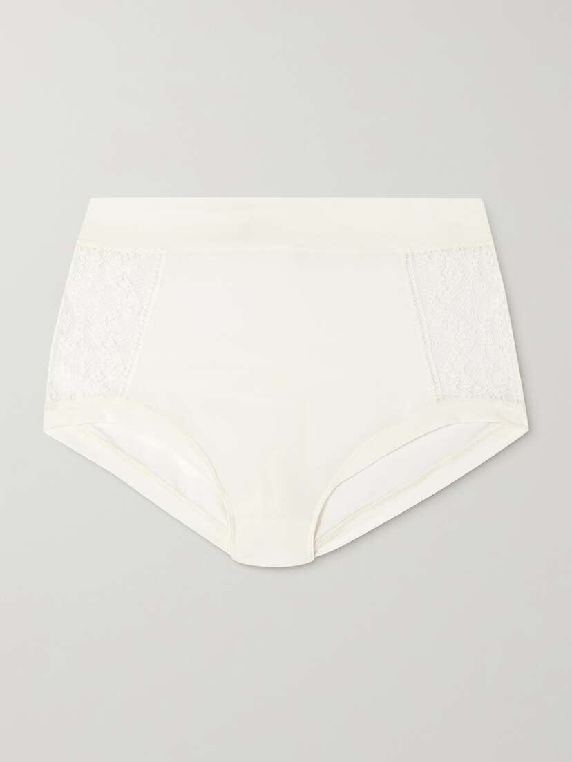 Eres Flore Verveine Lace-trimmed Stretch-jersey Briefs