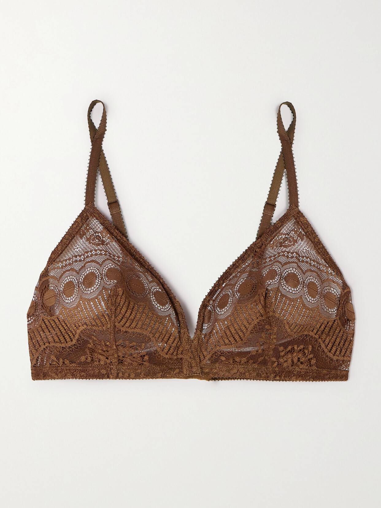 Eres - Flore Fragrance Lace Soft-cup Triangle Bra - Brown