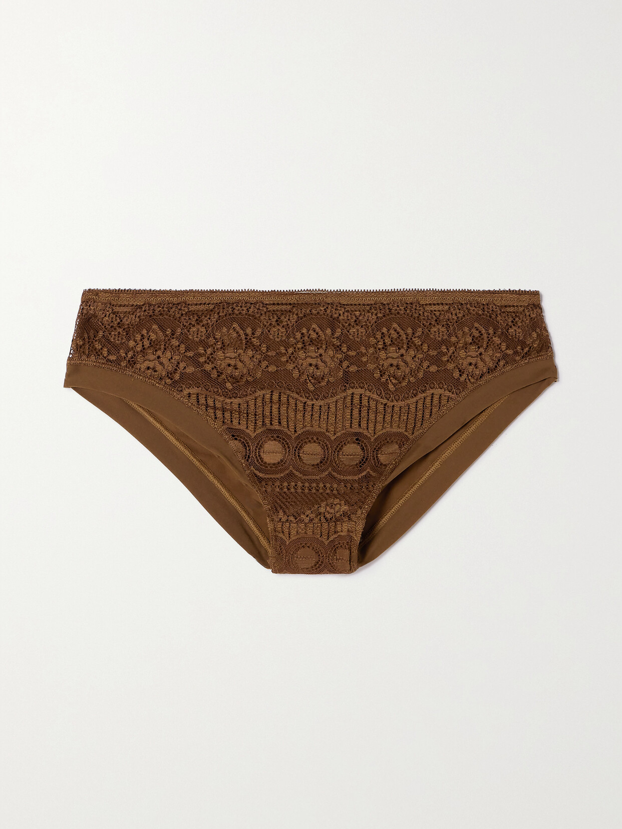 Eres Flore Glycine Lace And Stretch-jersey Briefs In Brown