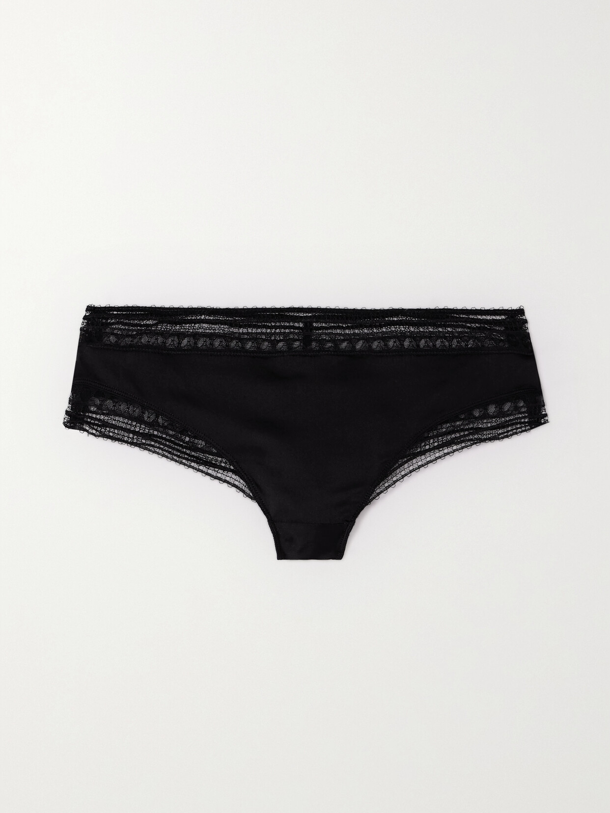 Eres - Reveillon Voeux Lace-trimmed Stretch-satin Briefs - Black