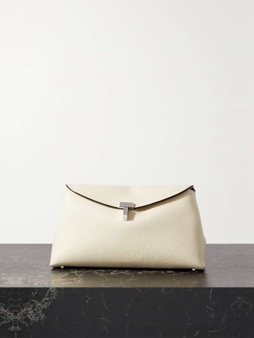 TOTEME T-lock Textured-leather Clutch