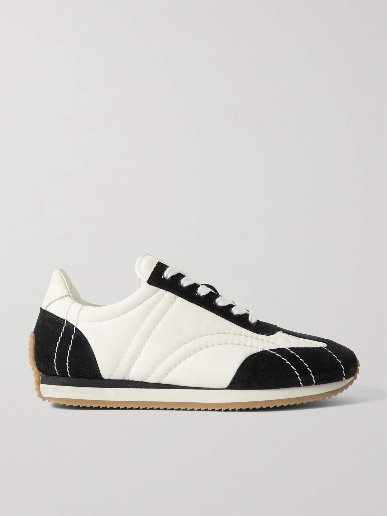 TOTEME - The Sport Leather-trimmed Suede And Shell Sneakers - Black