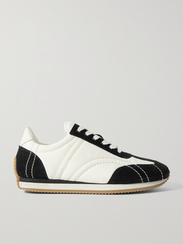 TOTEME The Sport leather-trimmed suede and shell sneakers