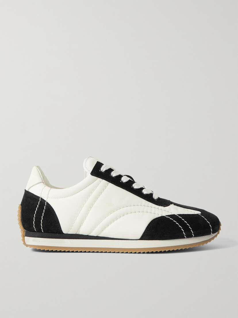 Toteme — The Sport leather-trimmed suede and shell sneakers