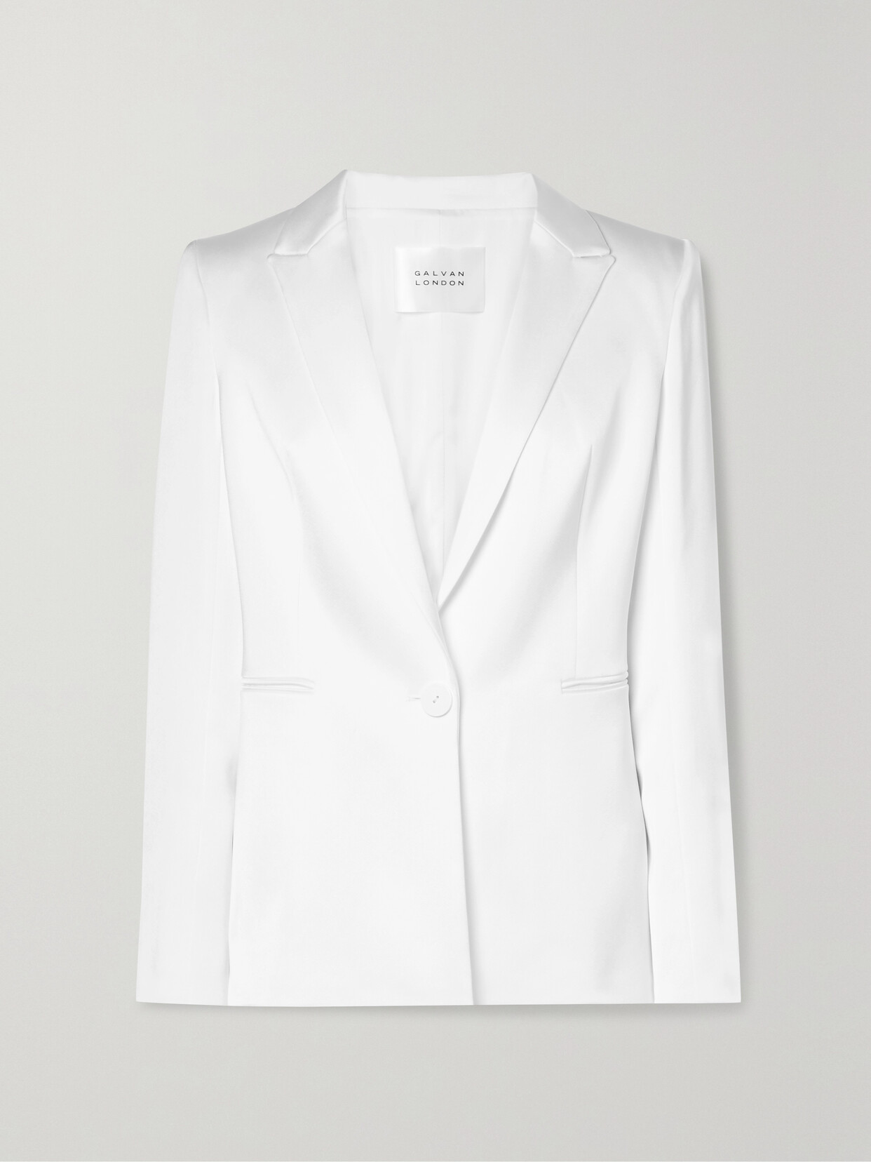 Galvan Sculpted Satin Blazer In White