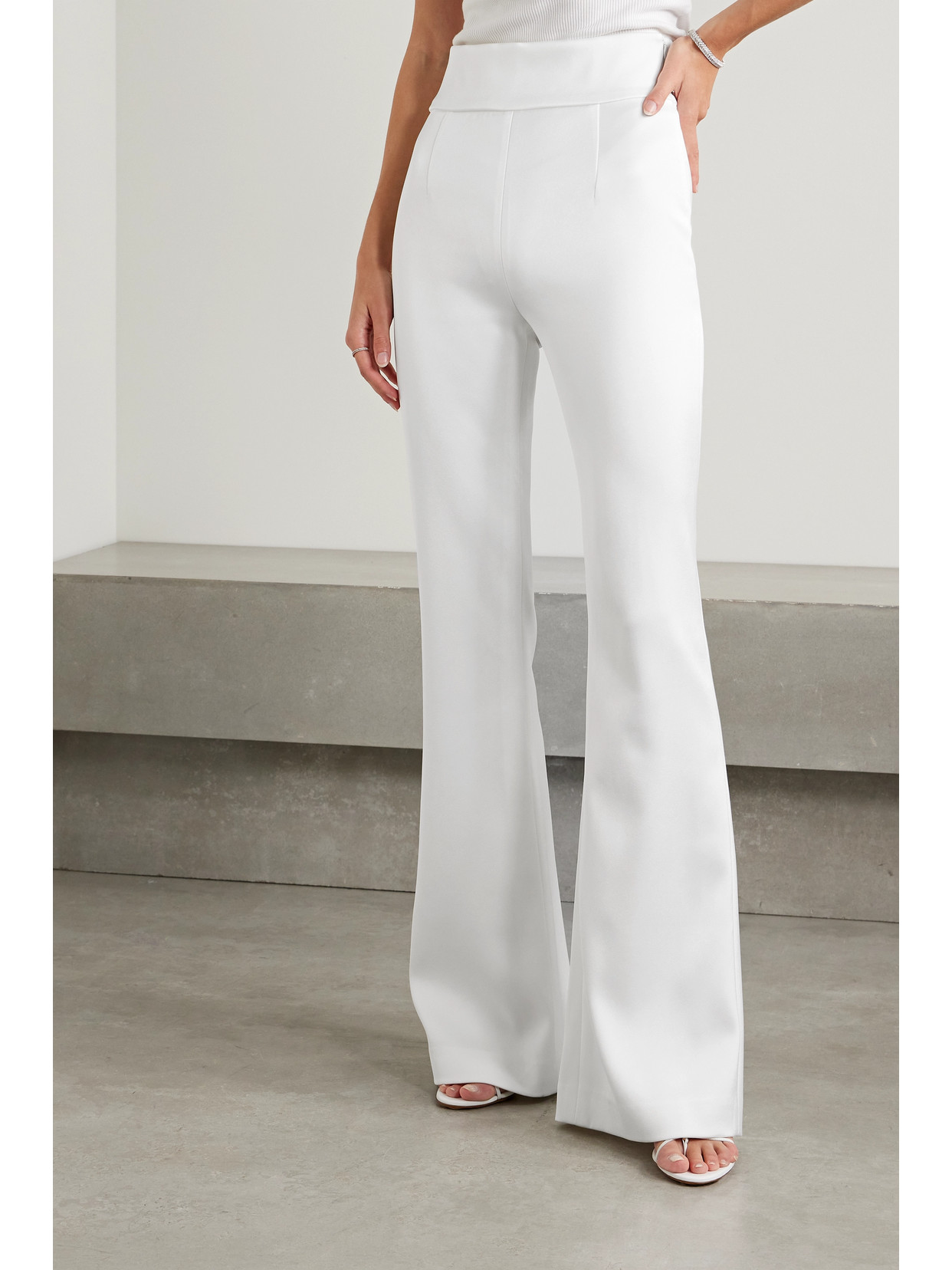 Galvan Satin Flared Pants In White