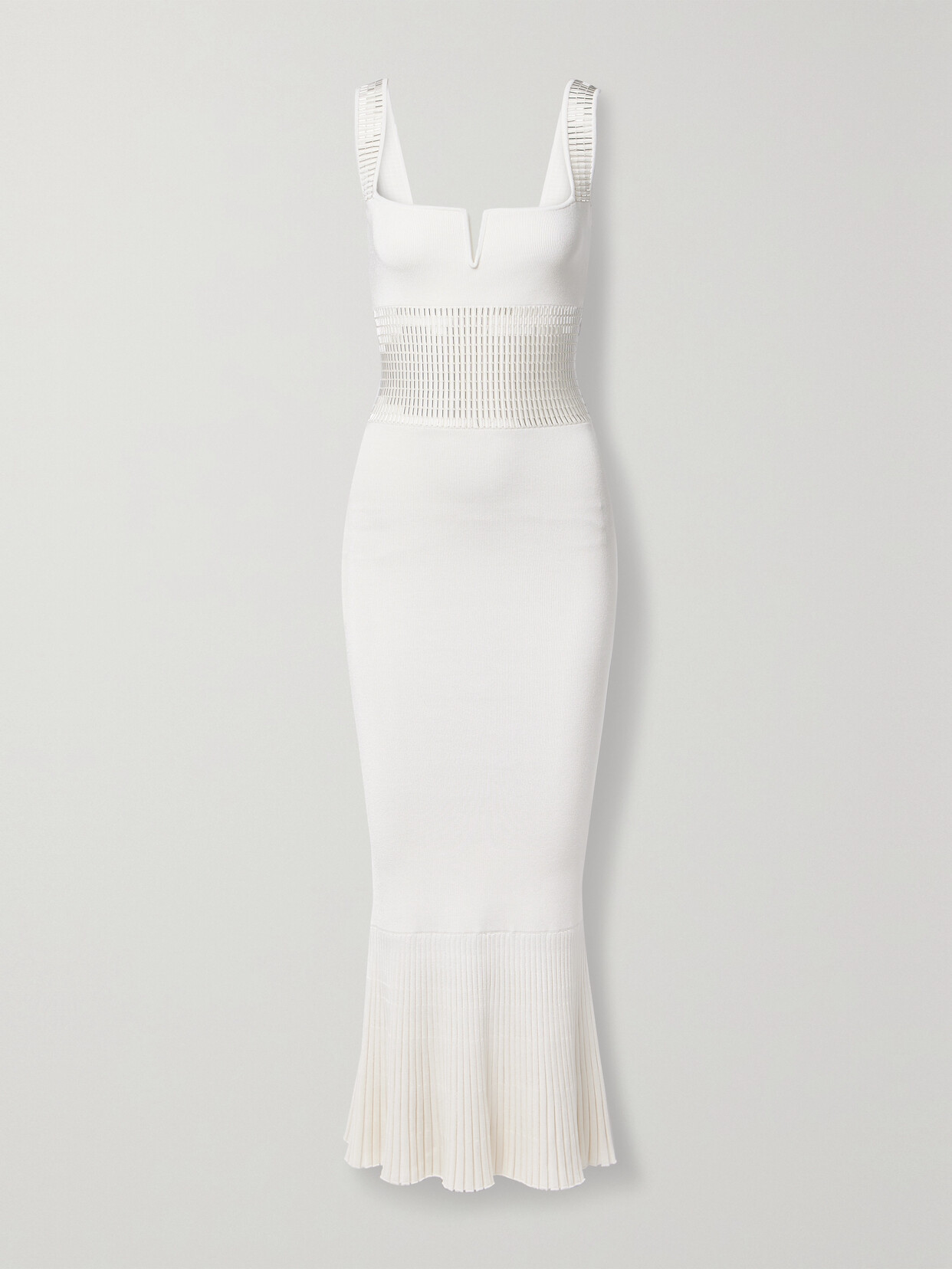 Galvan Orion Embellished Stretch-knit Gown In White