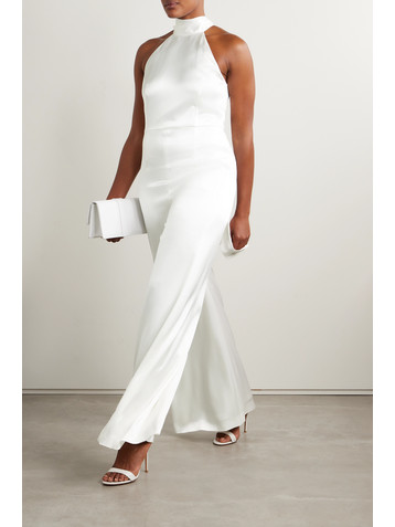 Galvan Sienna satin halterneck jumpsuit