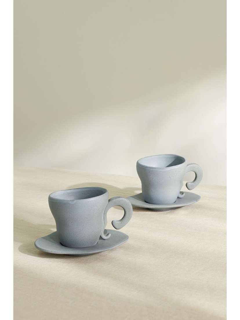 Anissa Kermiche Spill The Tea Set Of Two Stoneware Teacups And Saucers
