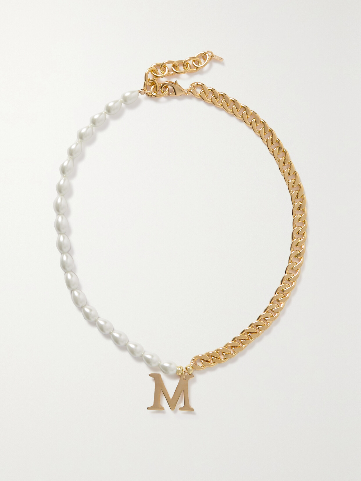 Martha Calvo Initial Gold-plated Faux Pearl Necklace