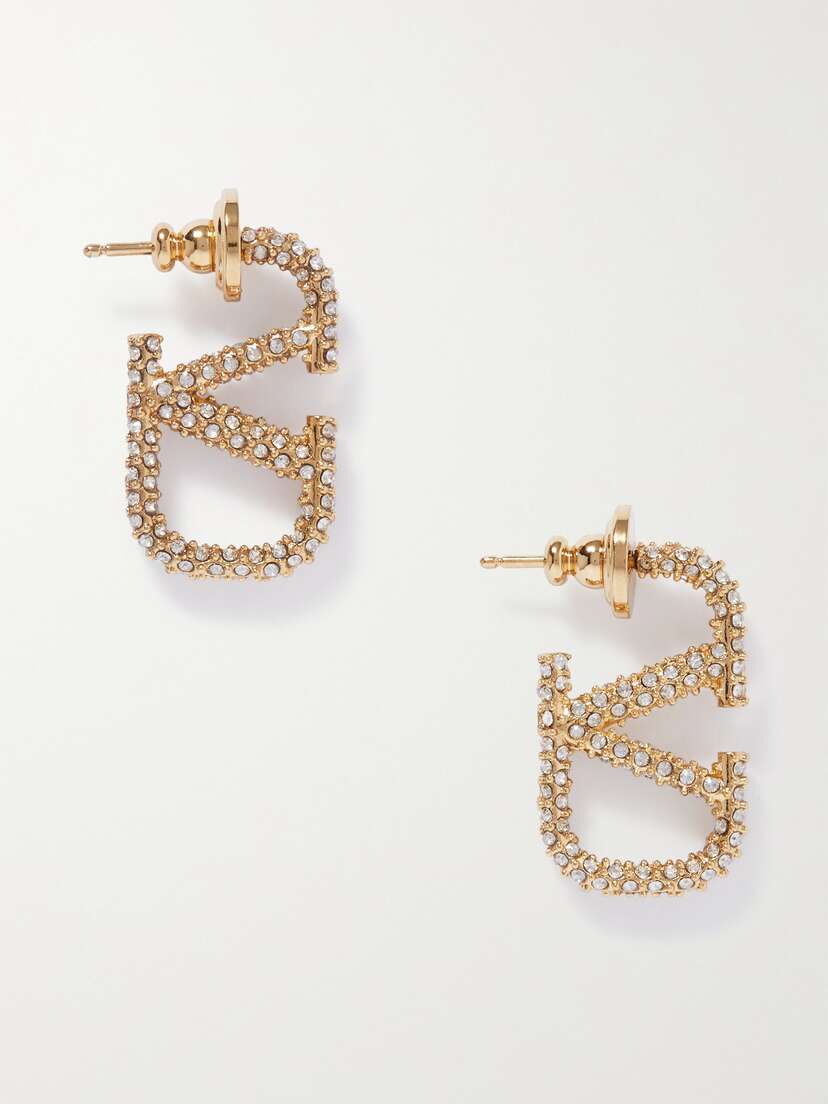 Valentino Garavani Vlogo Gold-tone Crystal Earrings
