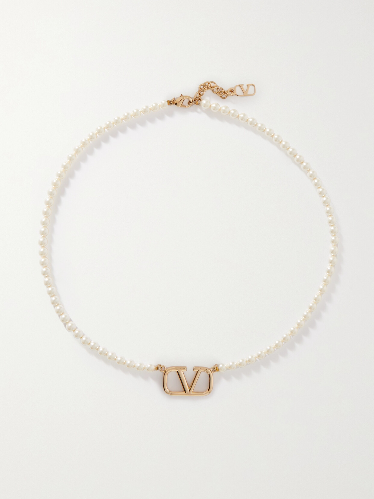 Valentino Garavani - Vlogo Gold-tone Faux Pearl Necklace - One size
