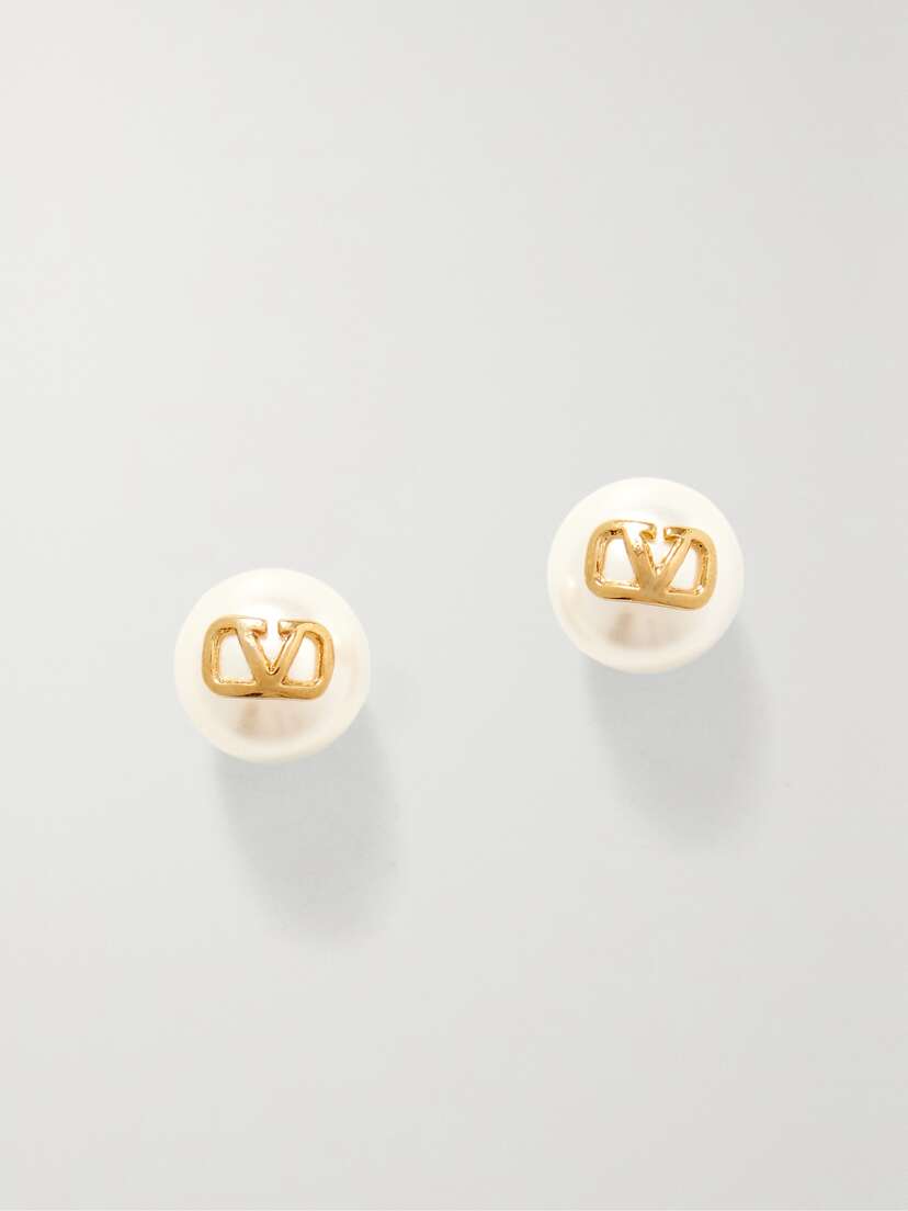 Valentino Garavani Vlogo Gold-tone Faux Pearl Earrings