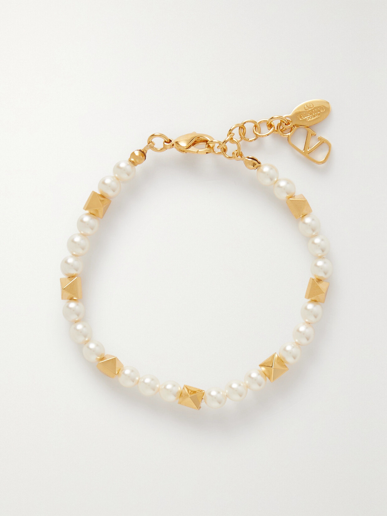 Valentino Garavani Rockstud Gold-tone Faux Pearl Bracelet