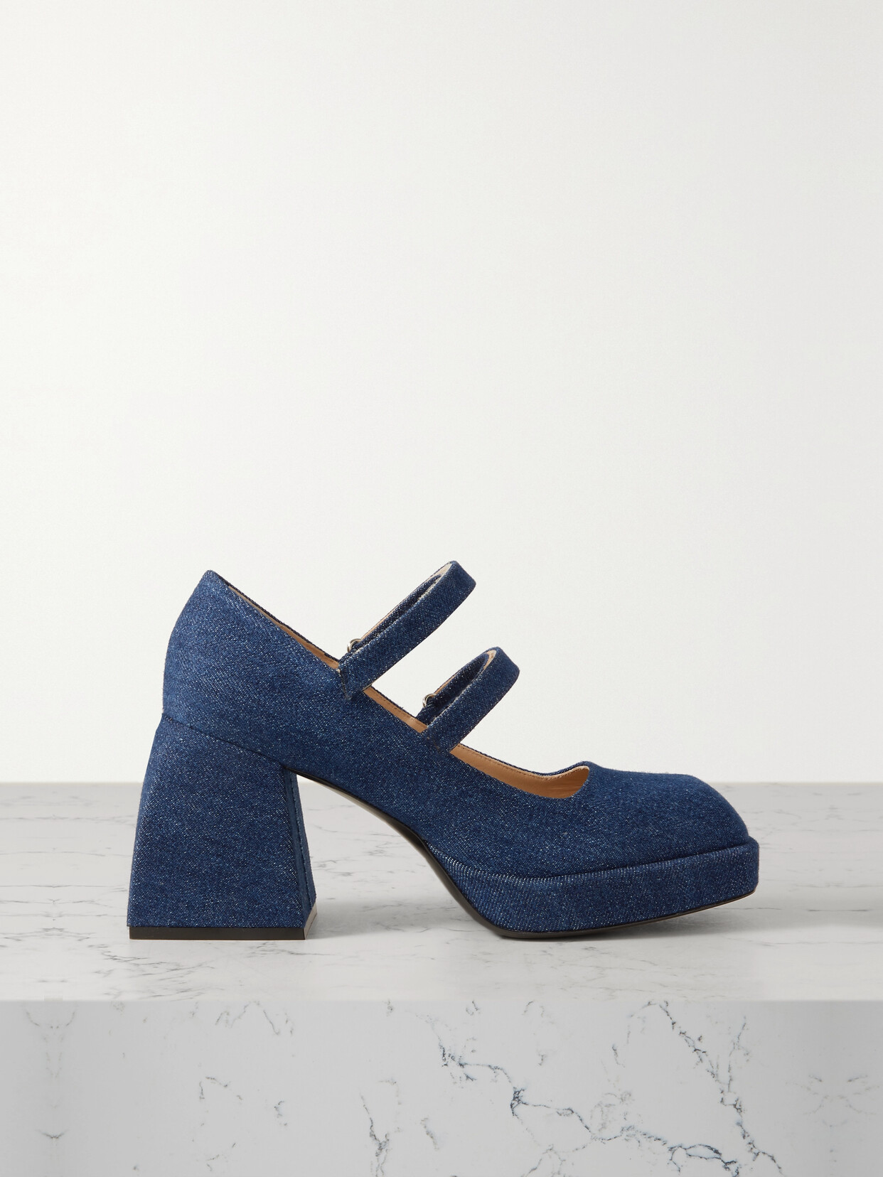 NODALETO - Bulla Babies Denim Platform Mary Jane Pumps - Blue