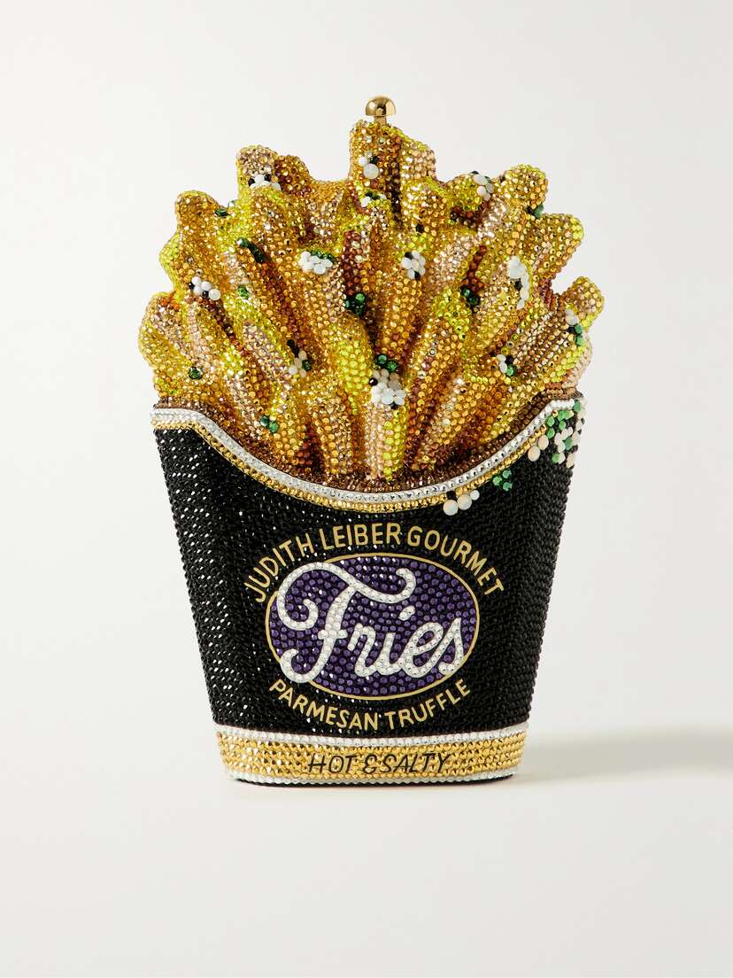 Judith Leiber Couture Truffle Fries Crystal-embellished Gold-tone Clutch