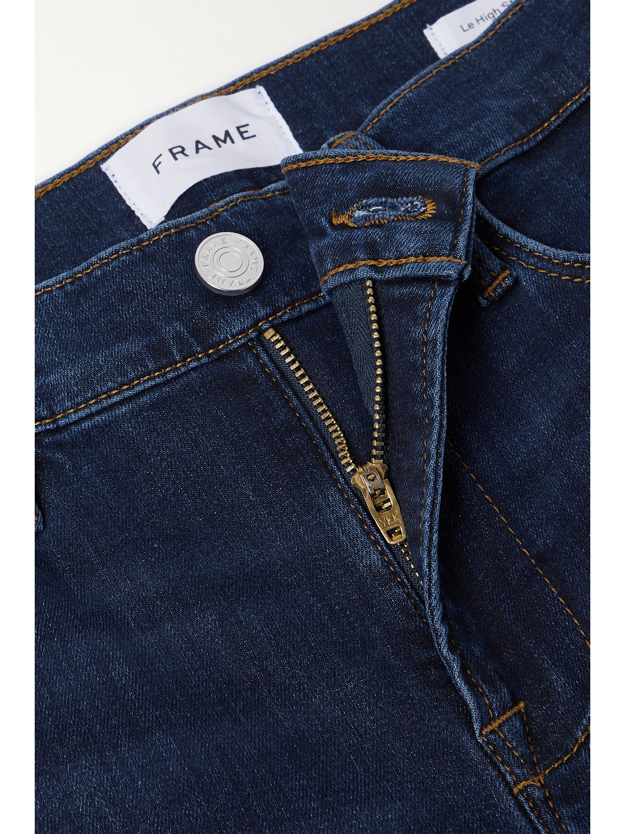 Shop Frame Le High Cropped Straight-leg Jeans In Blue