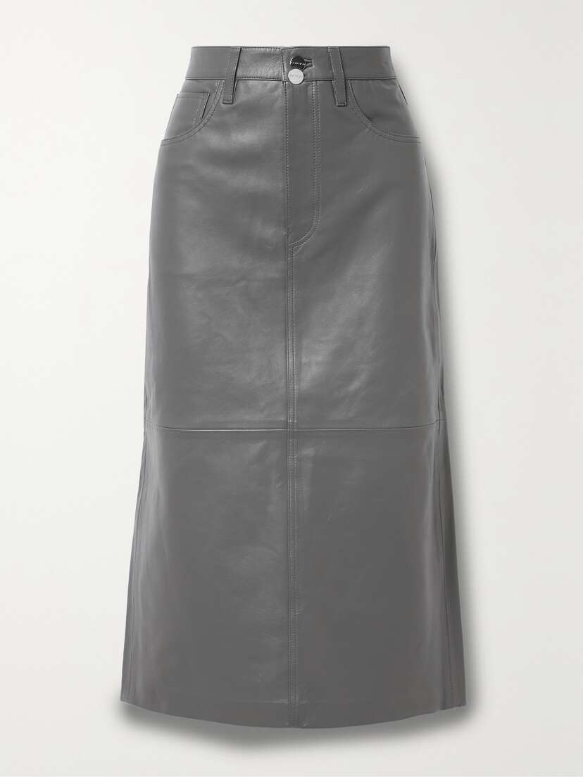 GOLDSIGN The Low Slung Leather Midi Skirt