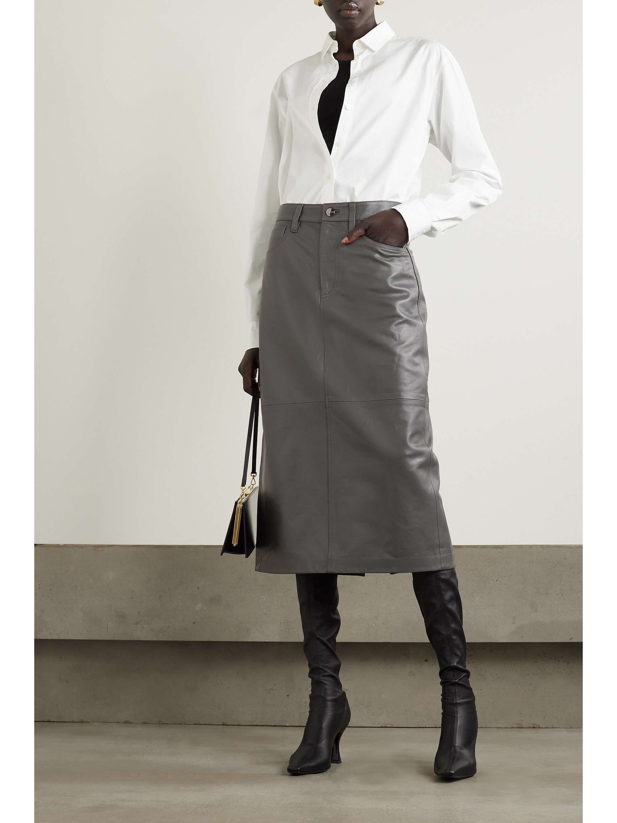 GOLDSIGN The Low Slung leather midi skirt | NET-A-PORTER