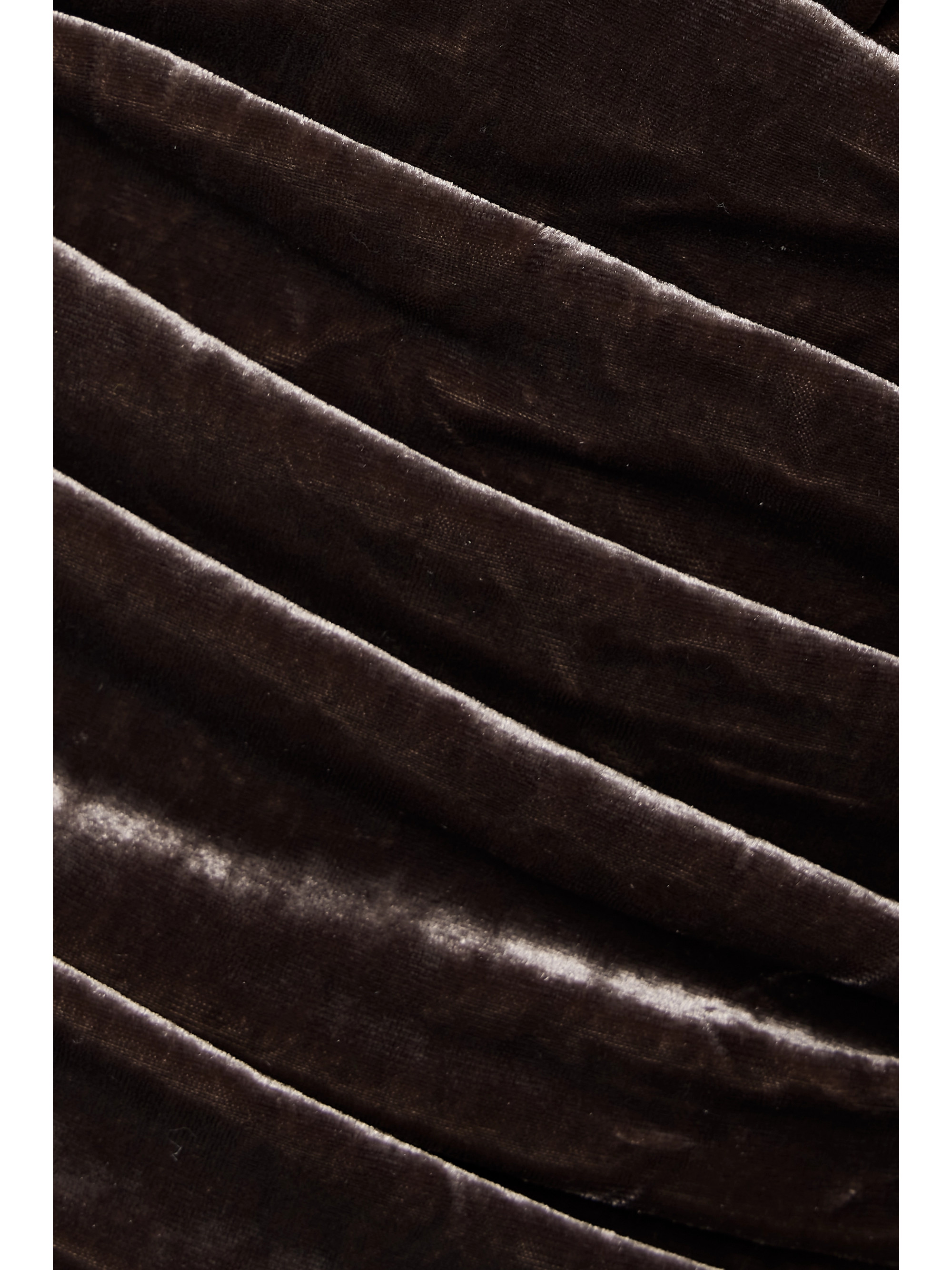 GOLDSIGN The Tilson one-shoulder gathered stretch-velvet bodysuit