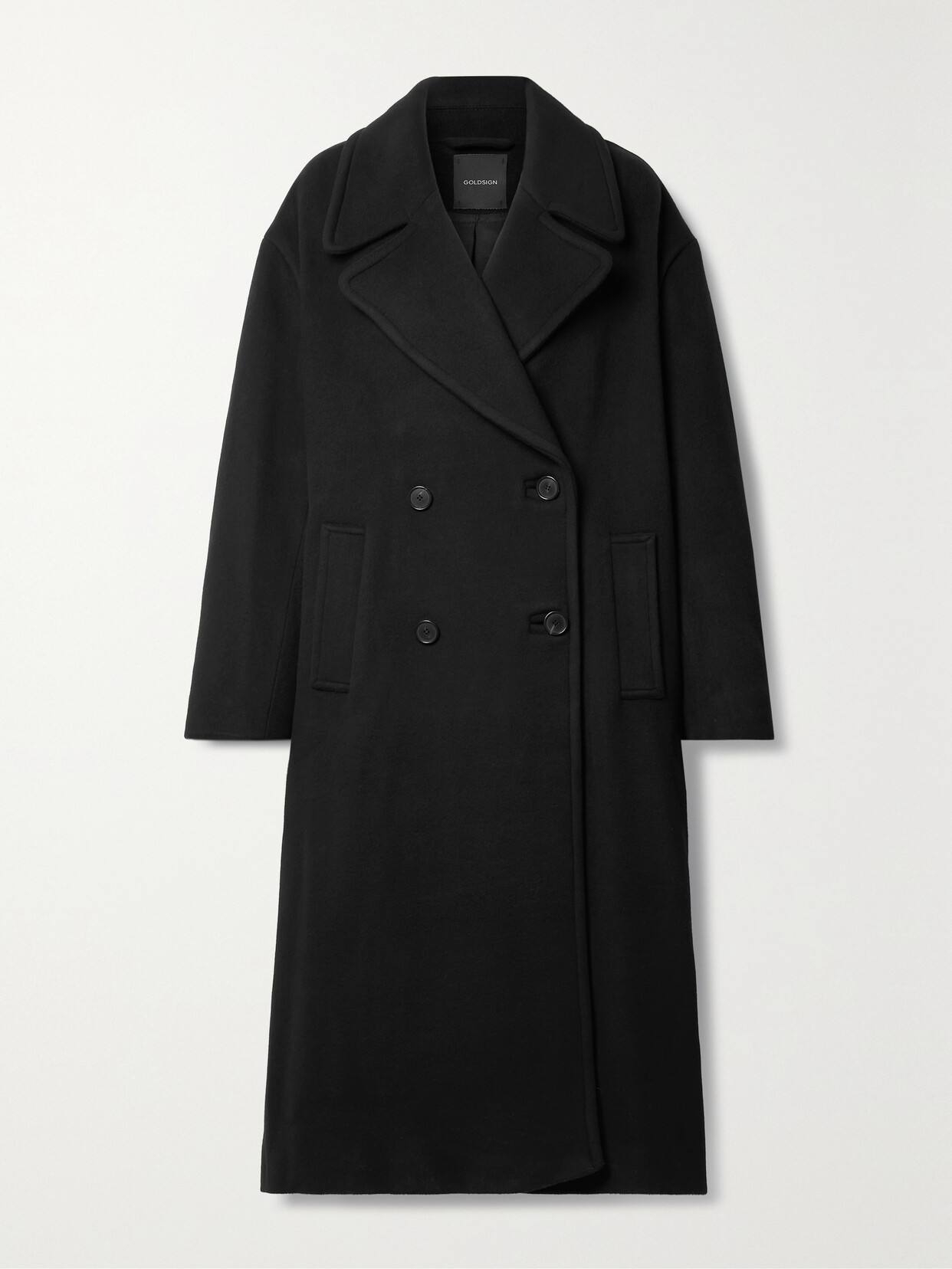 Goldsign The Cocoon Double-breasted Wool-blend Felt Coat In Black