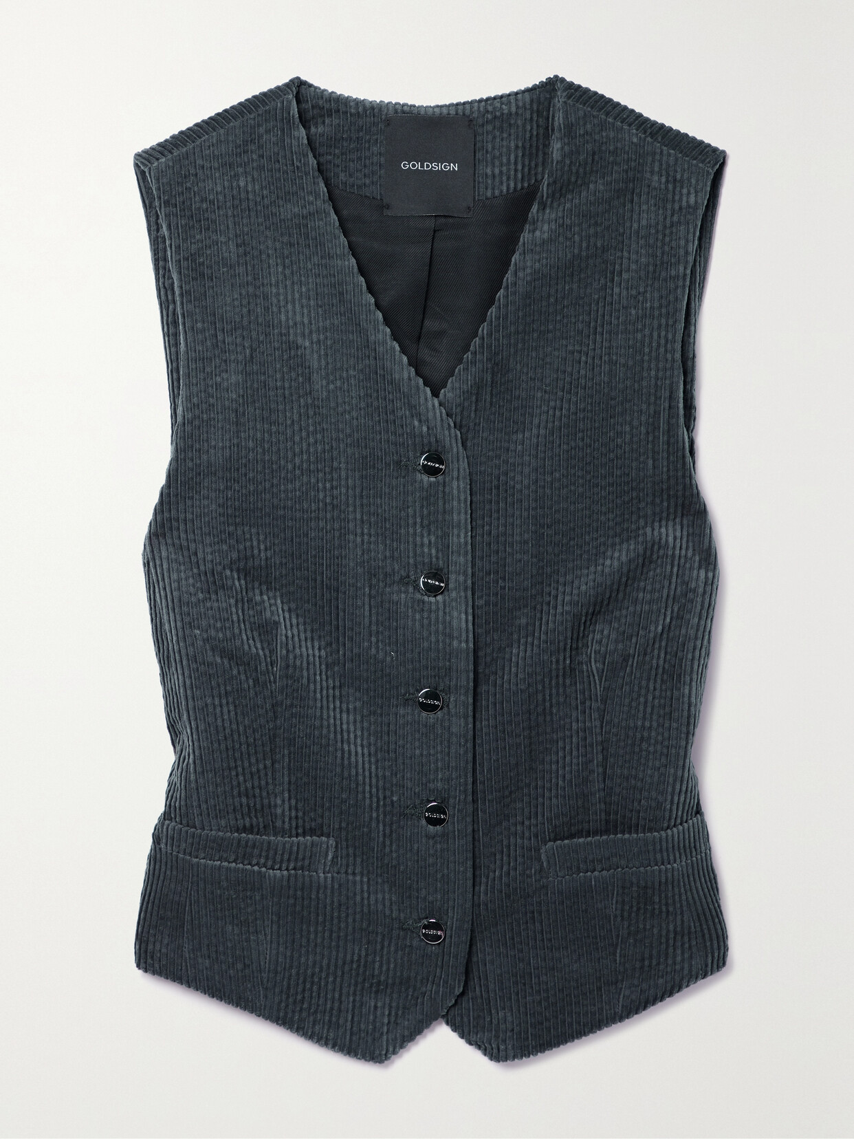 Goldsign The Orten Cotton-corduroy Vest In Gray