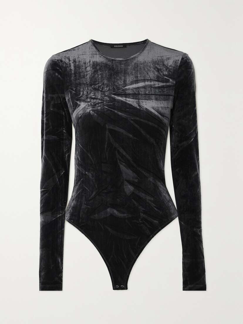 GOLDSIGN The Wheeler Stretch-velvet Bodysuit