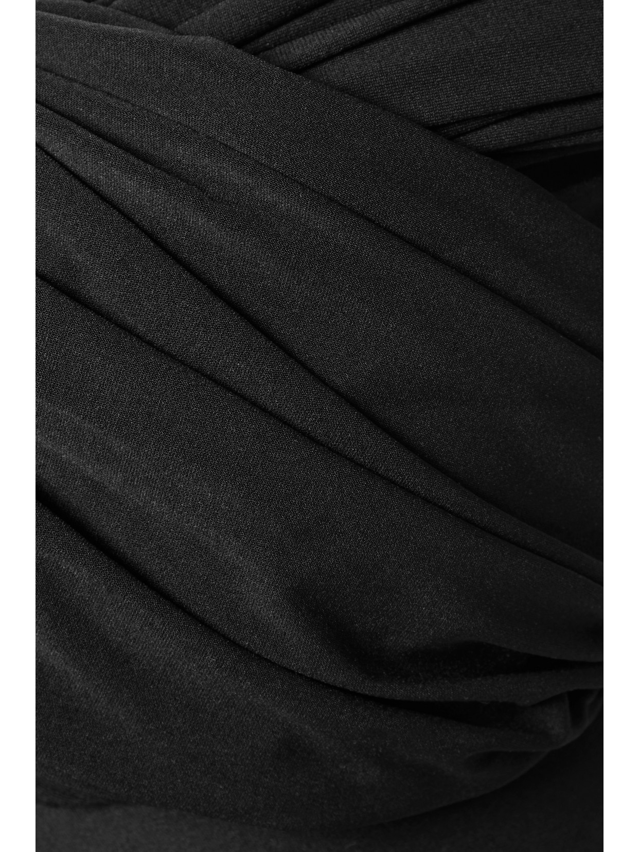 Goldsign The Odette Off-the-shoulder Twist-front Ruched Stretch-jersey Thong Bodysuit In Black
