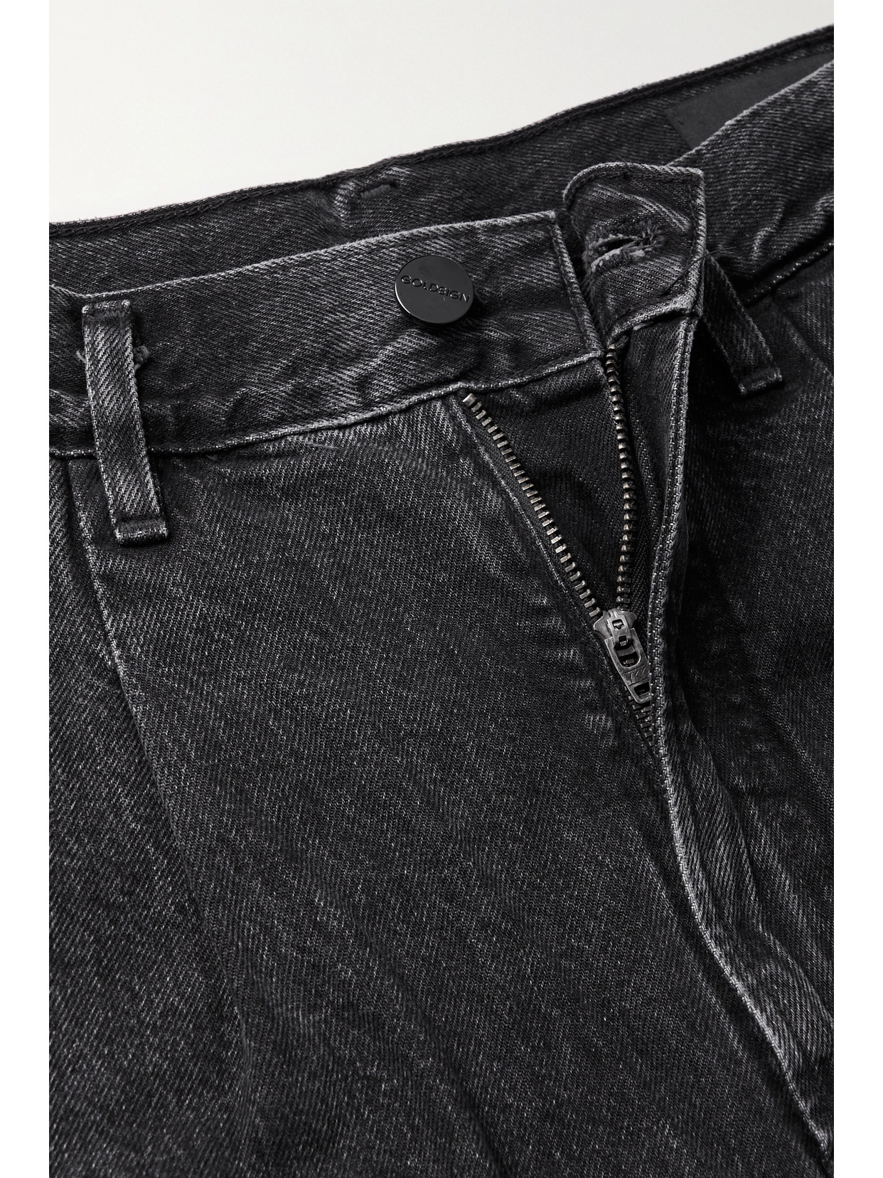 Goldsign The Edgar Pleated High-rise Wide-leg Jeans In Black