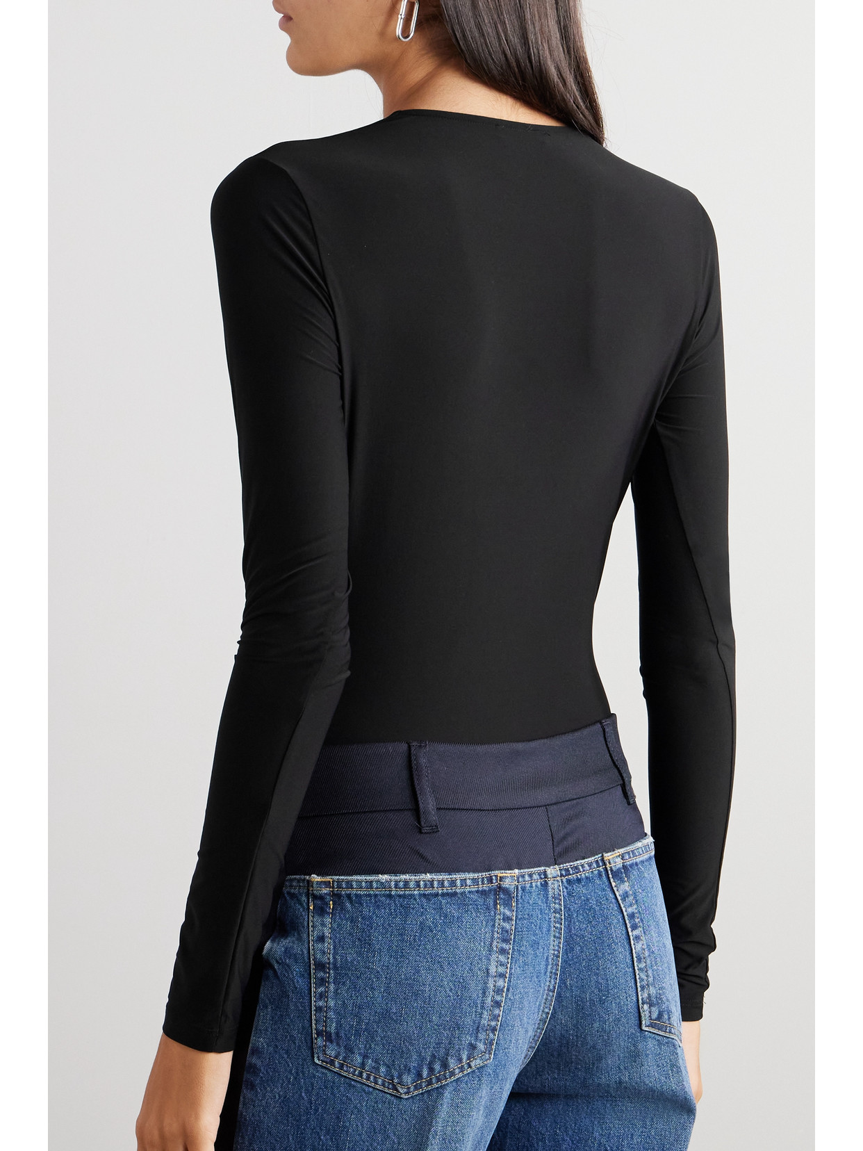 Goldsign The Stanton Gathered Stretch-jersey Bodysuit In Black