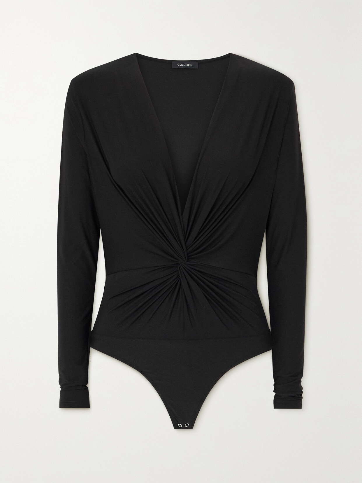 Goldsign The Stanton Gathered Stretch-jersey Bodysuit In Black