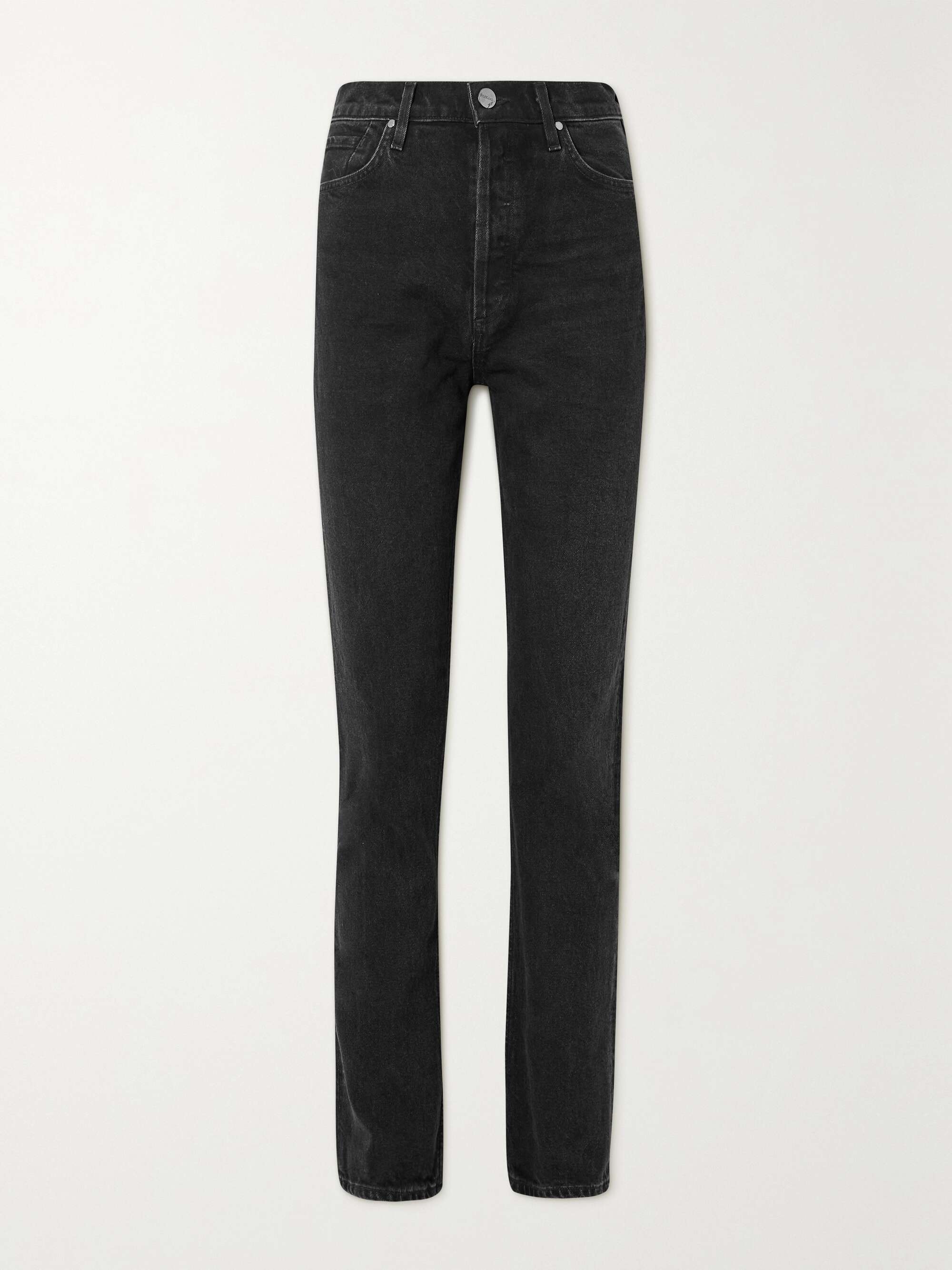 The Comfort high-rise bootcut jeans in black - Goldsign