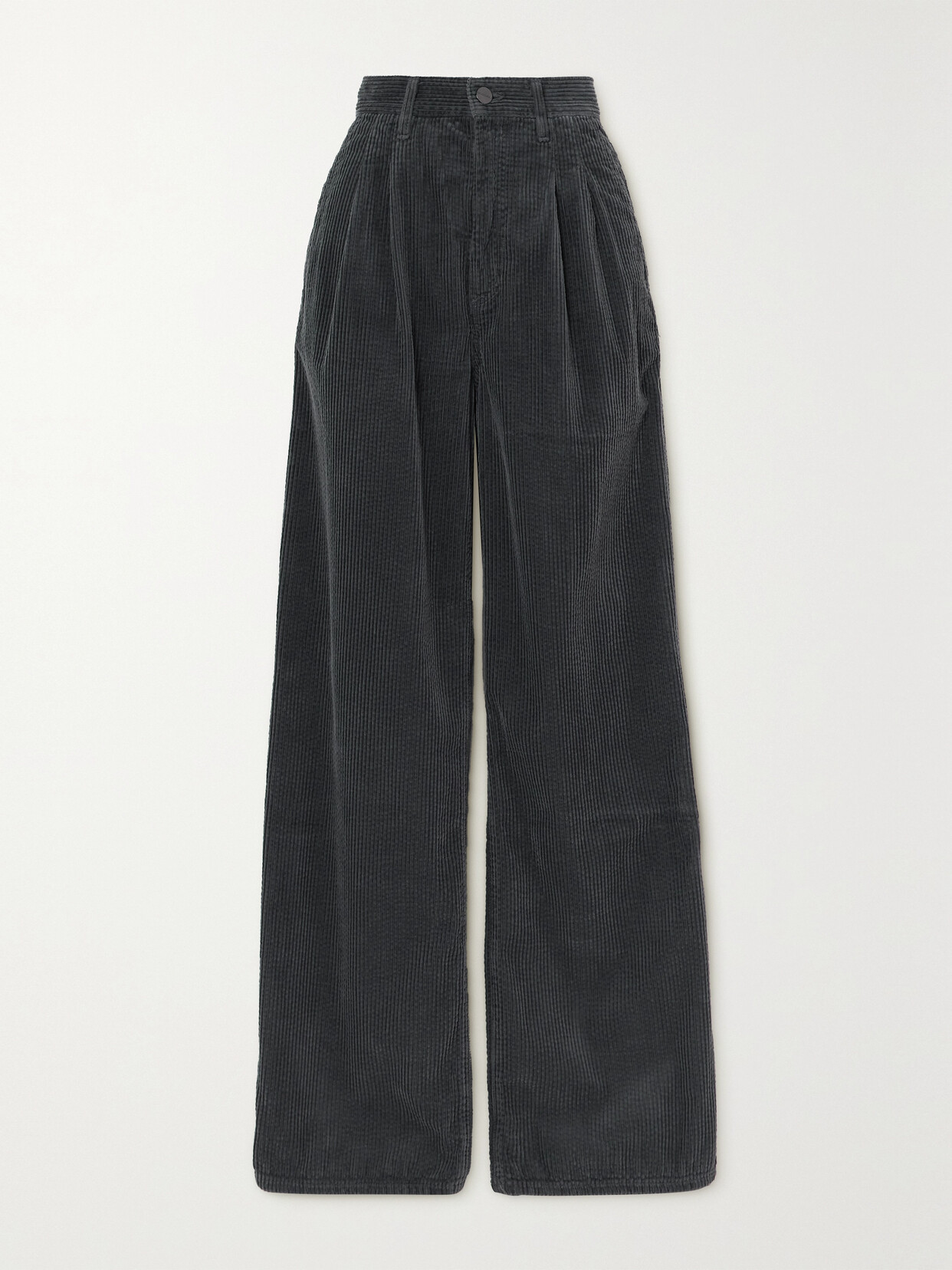 GOLDSIGN The Edgar Pleated Cotton-corduroy Wide-leg Pants - Gray