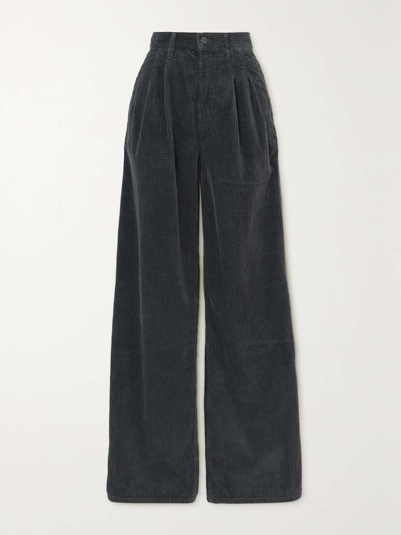 GOLDSIGN The Edgar Pleated Cotton-corduroy Wide-leg Pants