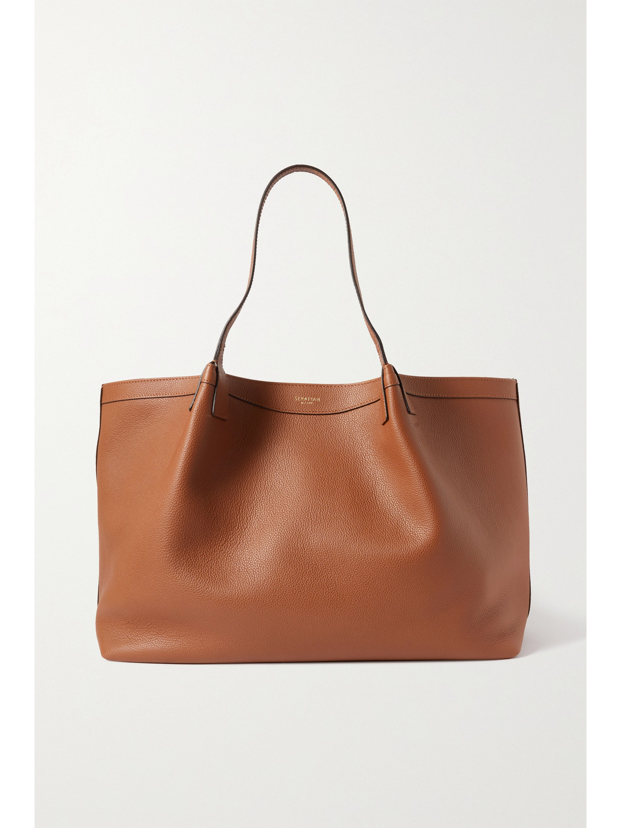 Serapian Secret Large Textured-leather Tote In Brown