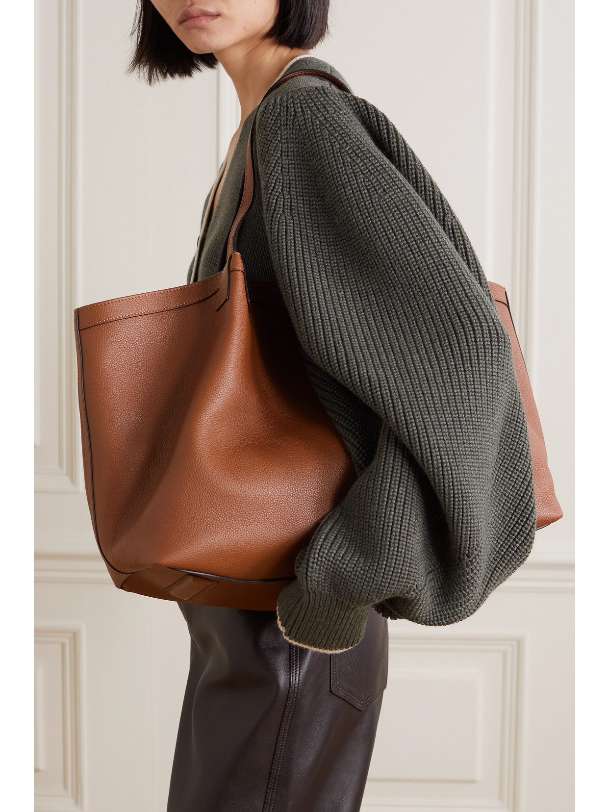 SERAPIAN SECRET LARGE TEXTURED-LEATHER TOTE