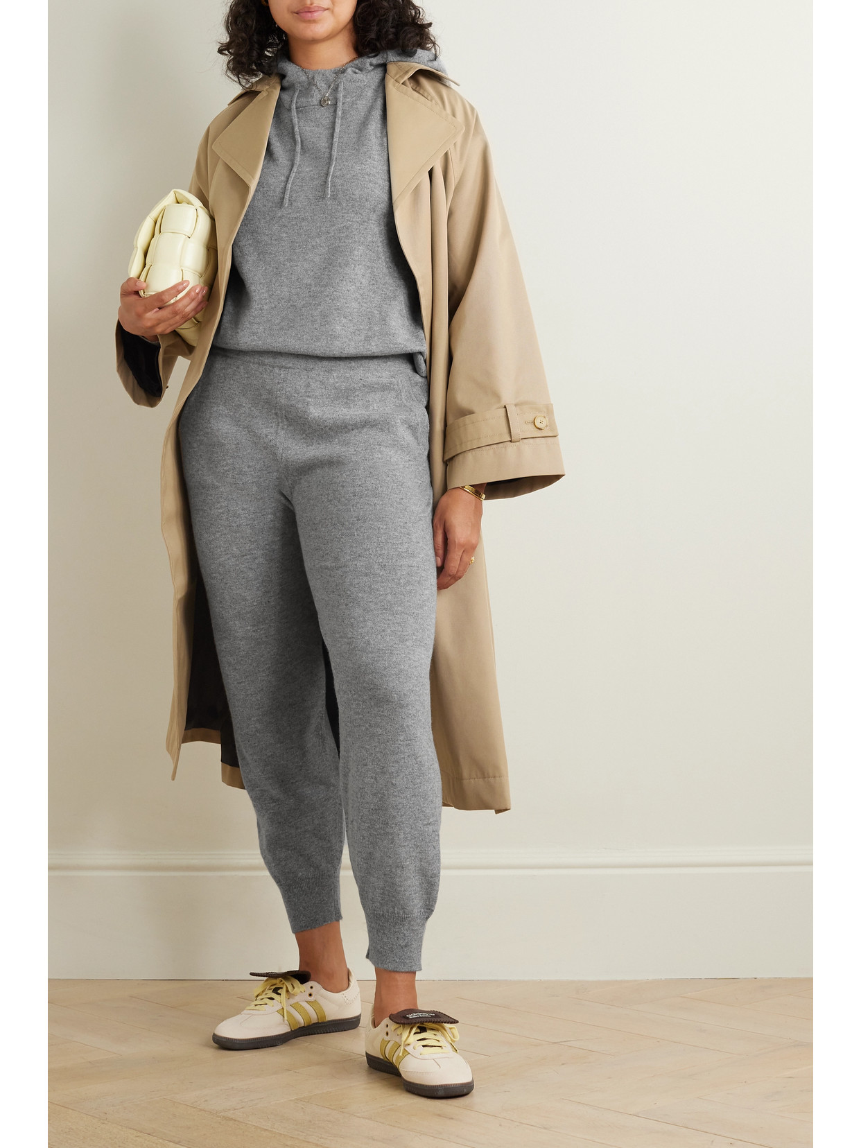 Shop Allude Cashmere Hoodie And Track Pants Set In Gray