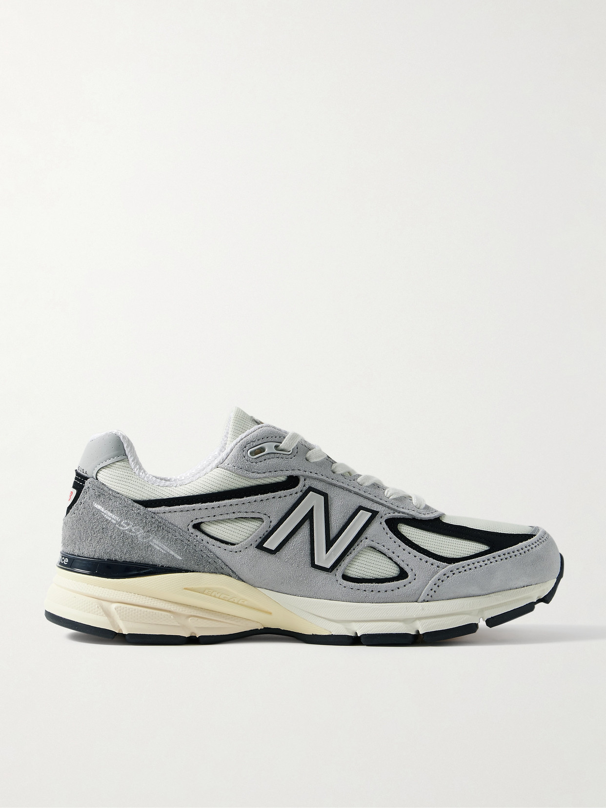 New Balance 990v4 Leather-trimmed Suede And Mesh Trainers In Grey