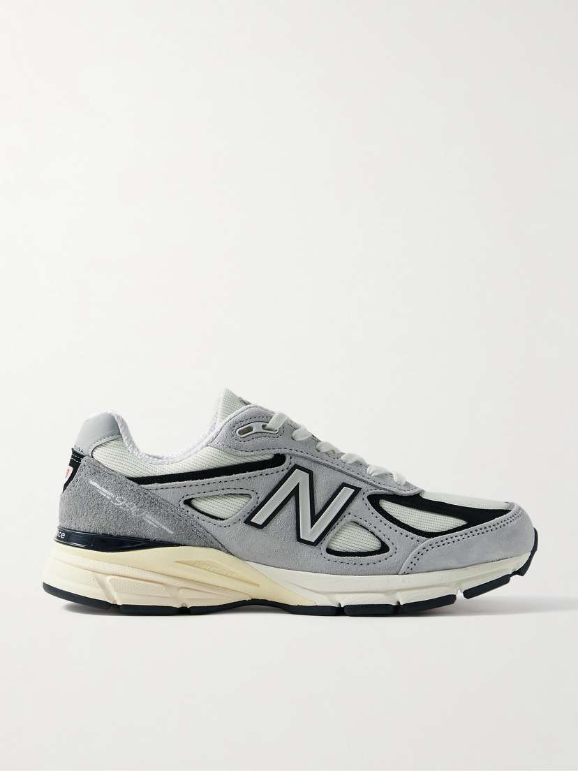 New Balance 990v4 Leather-trimmed Suede And Mesh Sneakers
