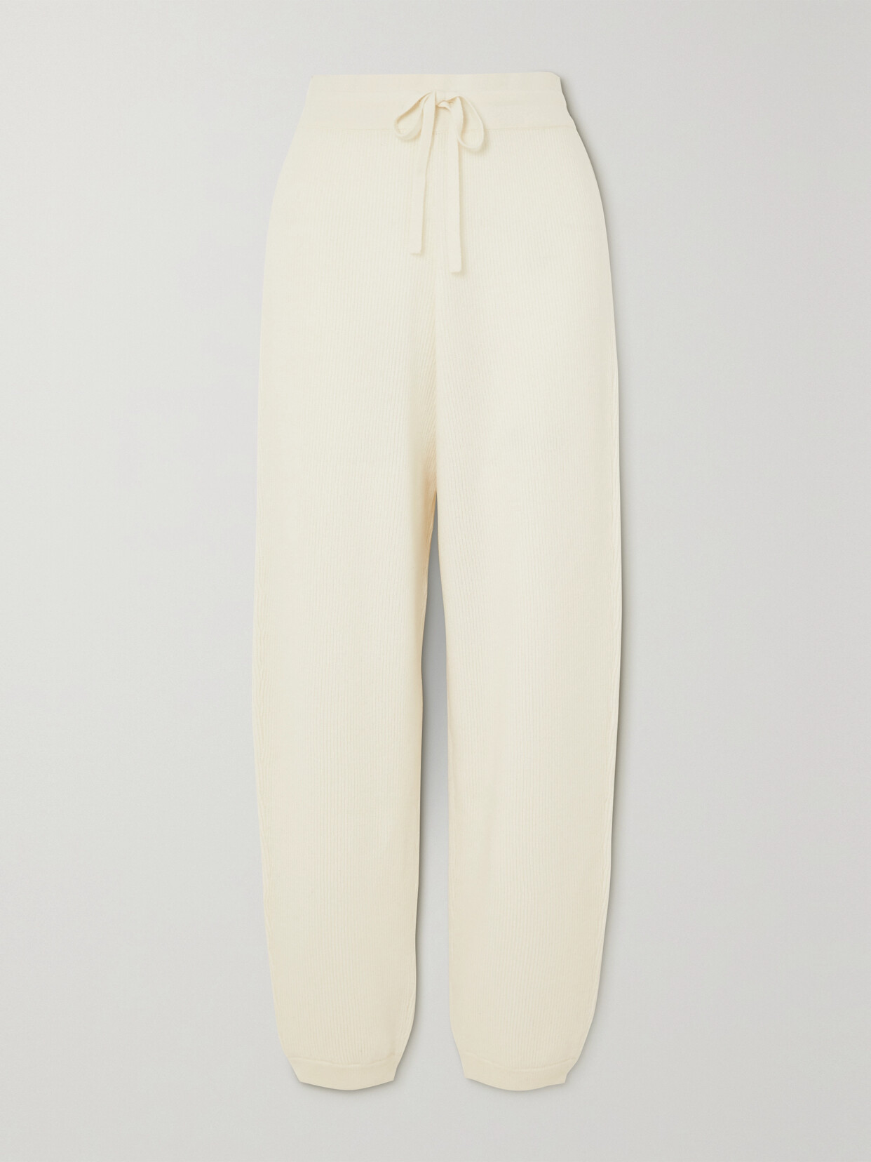 Arch4 Darford Ribbed Cashmere Tapered Track Pants In Ivory