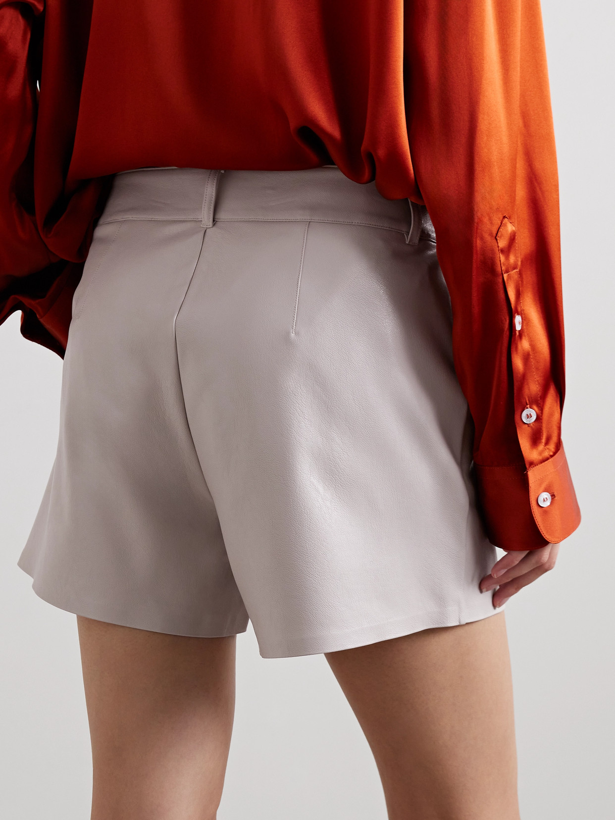 Shop Commando Faux Stretch-leather Shorts In Neutrals