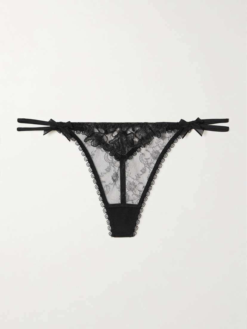 Agent Provocateur Violah Satin-trimmed Embroidered Lace Thong