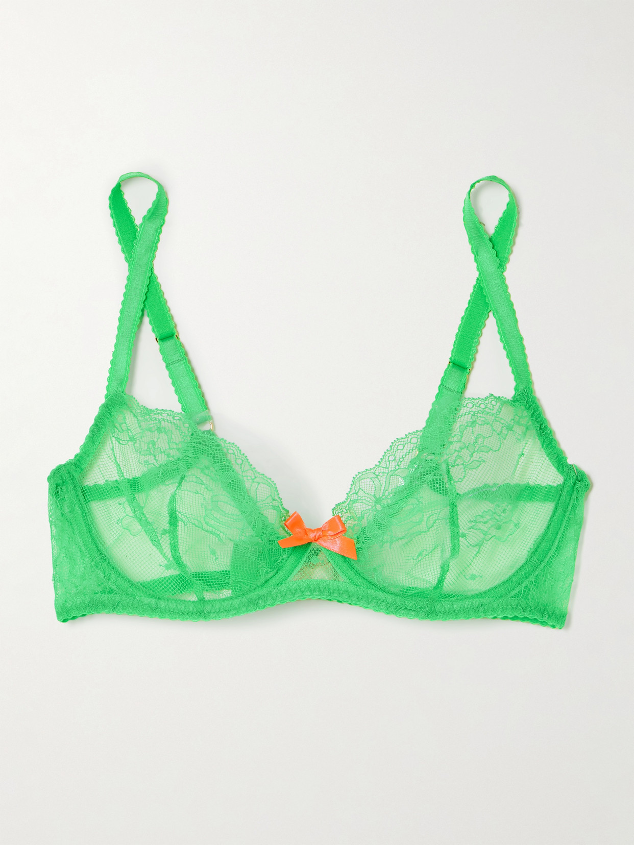 Agent Provocateur Isedora Satin-trimmed Lace Underwired Soft-cup Bra In Green