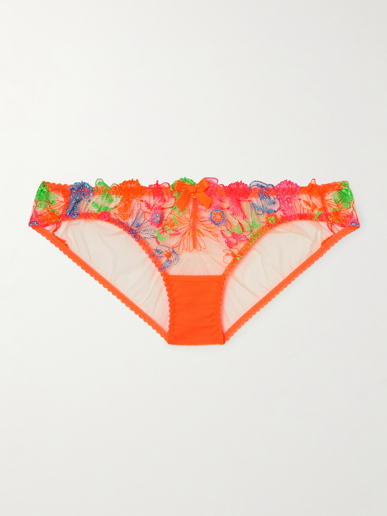 Agent Provocateur Zuri Embroidered Tulle Briefs In Orange