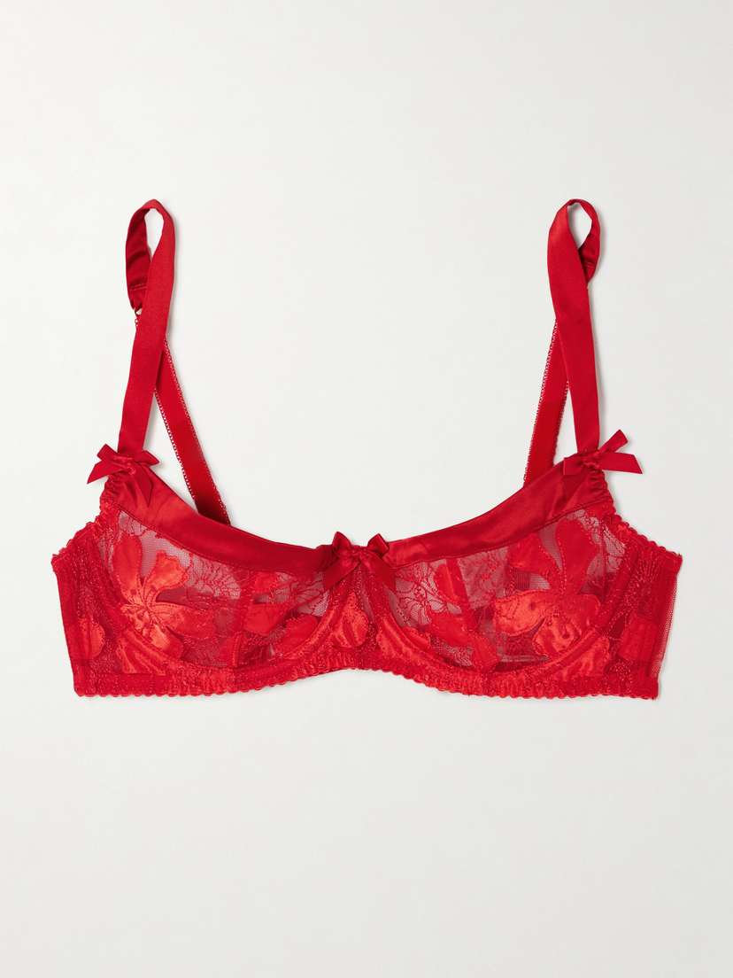 Agent Provocateur Ettah Embroidered Tulle And Satin Underwired Soft-cup Balconette Bra