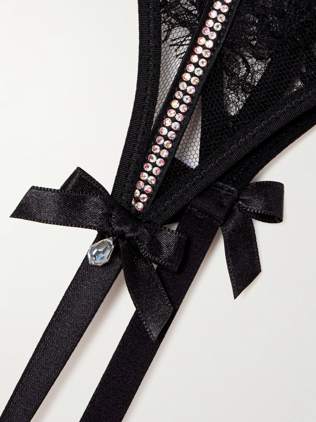 Agent Provocateur Caitriona Satin-trimmed Crystal-embellished Lace Suspender Belt In Black