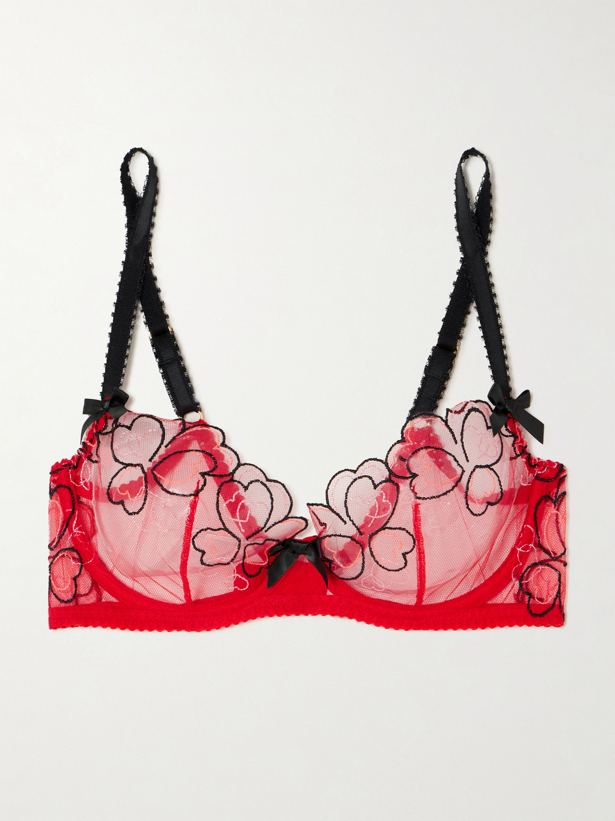 Agent Provocateur Maysie Embroidered Tulle Underwired Soft-cup Bra In Red