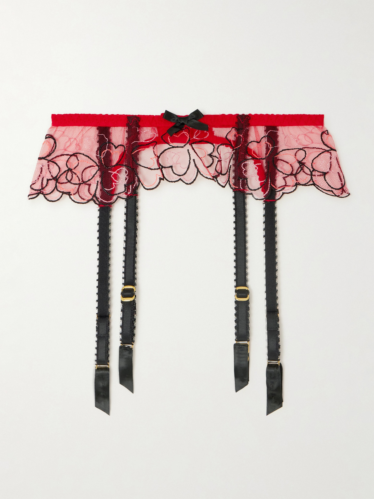 Agent Provocateur Maysie Embroidered Tulle Suspender Belt In Red